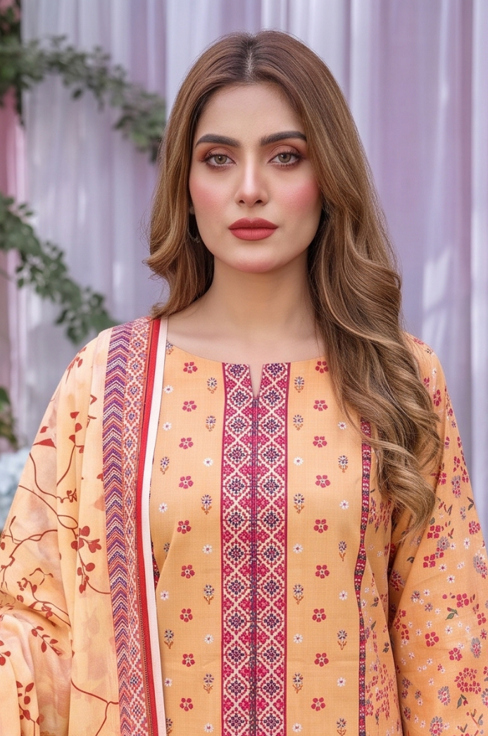 3PC PRINTED LAWN SUIT SR-126