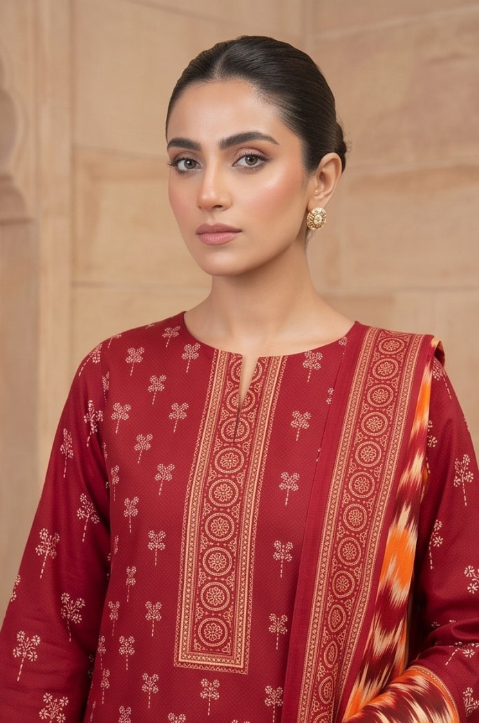 3PC PRINTED LAWN SUIT SR-109