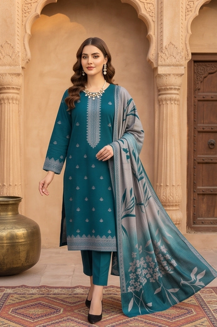 3PC PRINTED LAWN SUIT SR-123