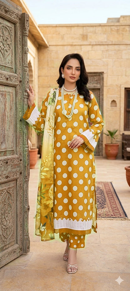 3PC PRINTED LAWN SUIT SR-121
