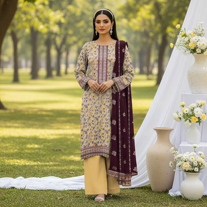 3PC PRINTED LAWN SUIT SR-119