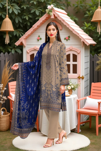 3PC PRINTED LAWN SUIT SR-113