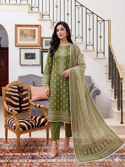 3PC PRINTED LAWN SUIT SR-107