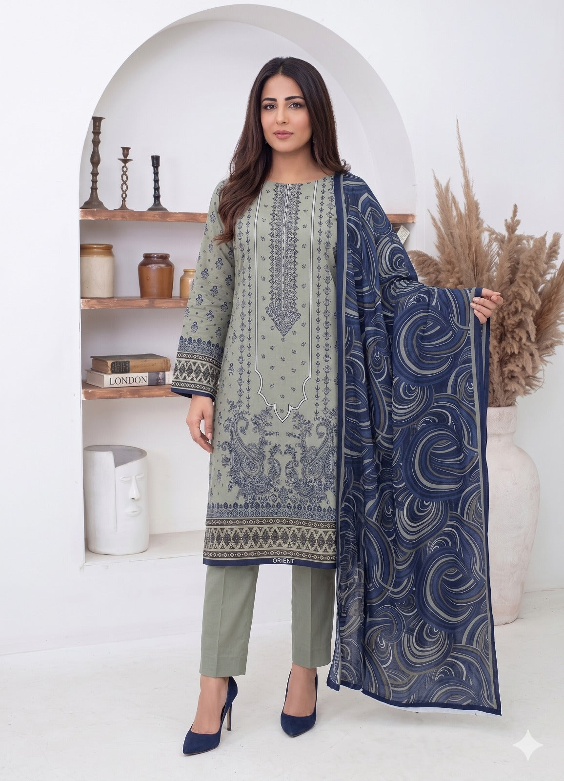 3PC PRINTED LAWN SUIT SR-102