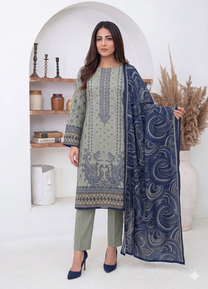 3PC PRINTED LAWN SUIT SR-102