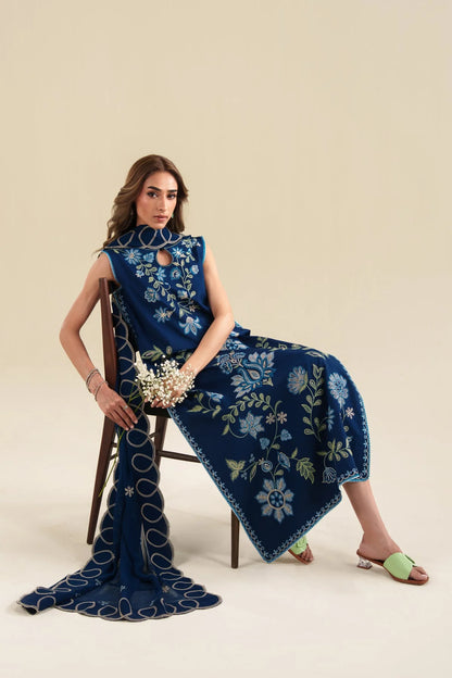 3PC EMBROIDERED DHANAK SUIT - RO-792