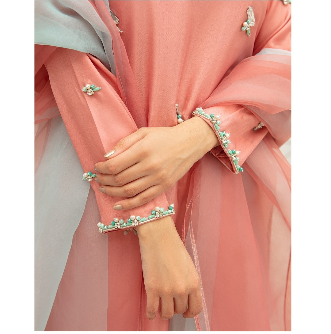 3PC HAND EMBALISHMENT SILK DRESS - RO-111