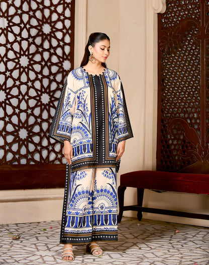 2 PC Stitched Printed Silk Co Ords Set RO - 815