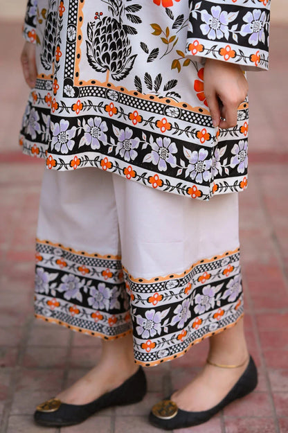 2 PC Stitched Printed Silk Co Ords Set RO - 814