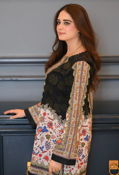 2 PC Stitched Printed Silk Co Ords Set RO - 812