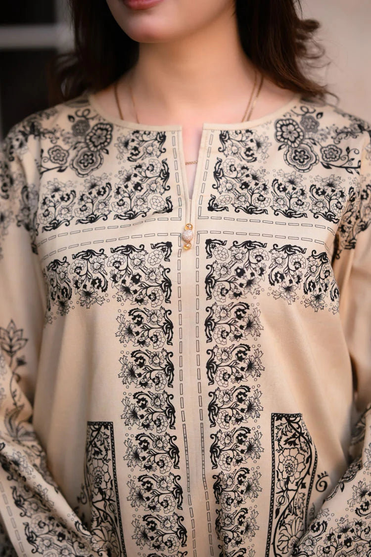 2 PC Stitched Printed Silk Co Ords Set RO - 811