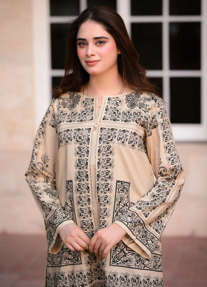2 PC Stitched Printed Silk Co Ords Set RO - 811