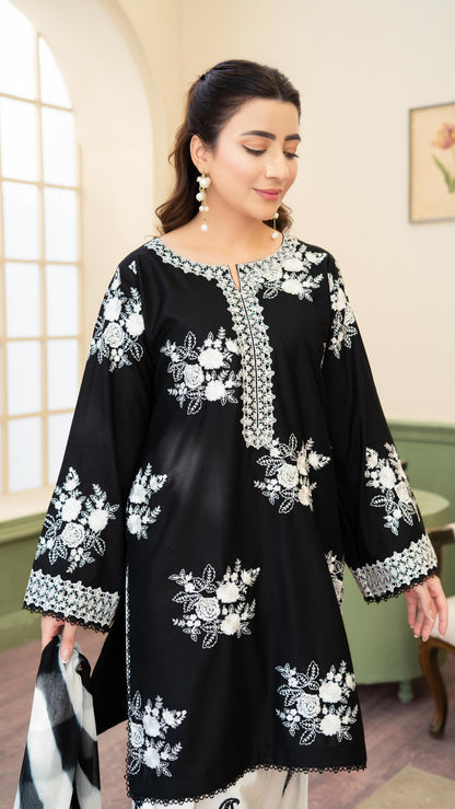 3PC EMBROIDERED LAWN SUIT - SR-777