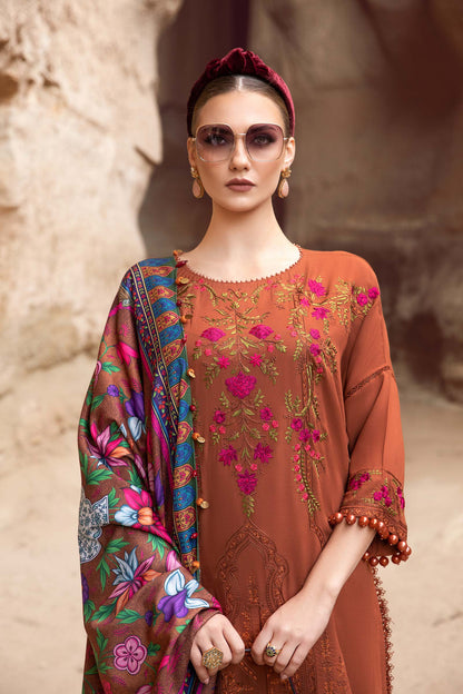 3PC EMBROIDERED DHANAK DRESS RO - 576