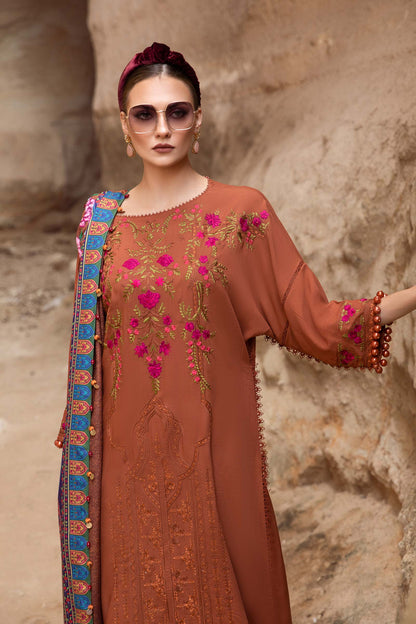 3PC EMBROIDERED DHANAK DRESS RO - 576