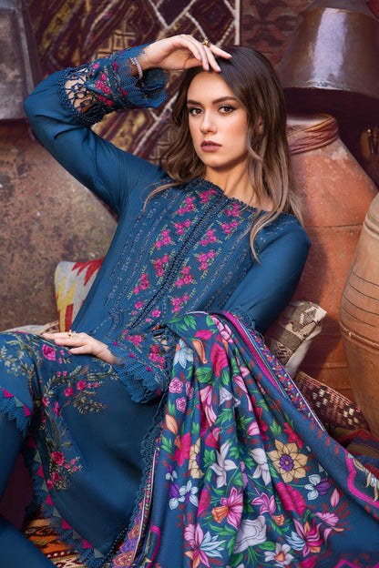 3PC EMBROIDERED DHANAK DRESS RO - 546