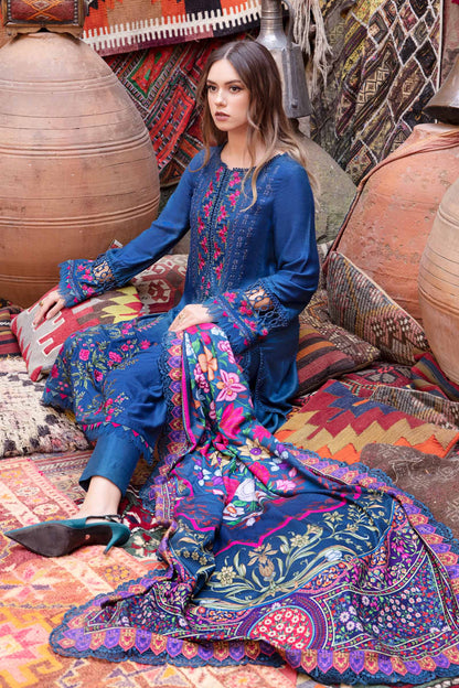 3PC EMBROIDERED DHANAK DRESS RO - 546