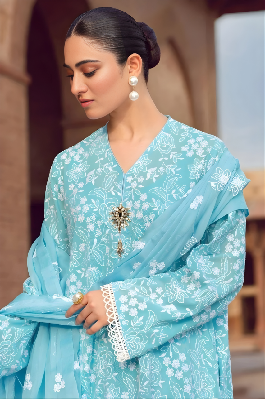 3PC EMBROIDERED LAWN SUIT - SR-453