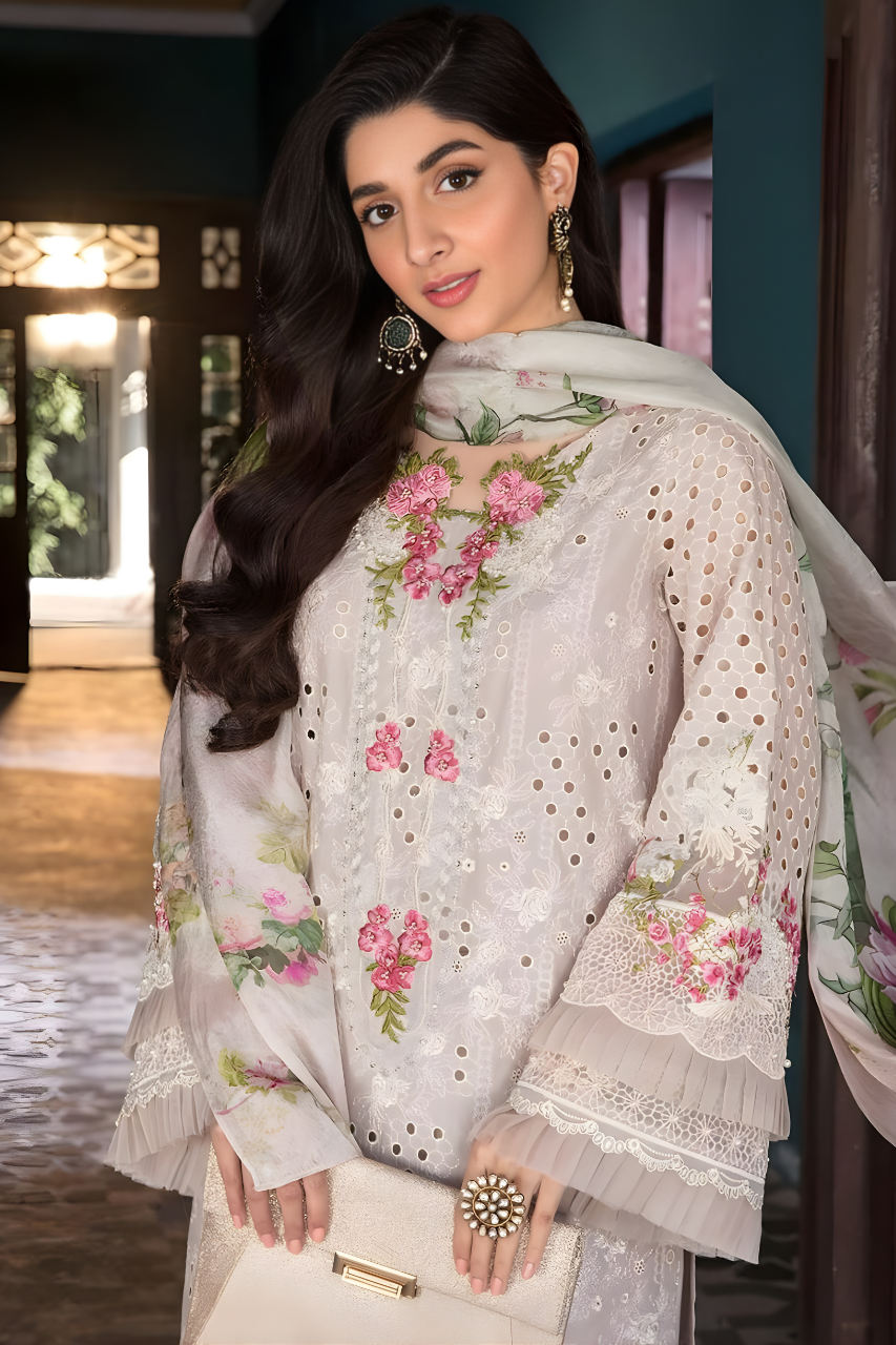 3PC EMBROIDERED LAWN SUIT - SR-185