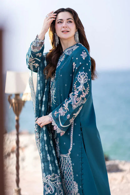 3PC EMBROIDERED DHANAK DRESS RO - 521