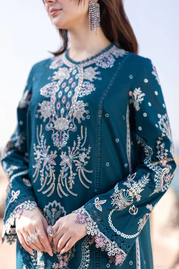 3PC EMBROIDERED DHANAK DRESS RO - 521