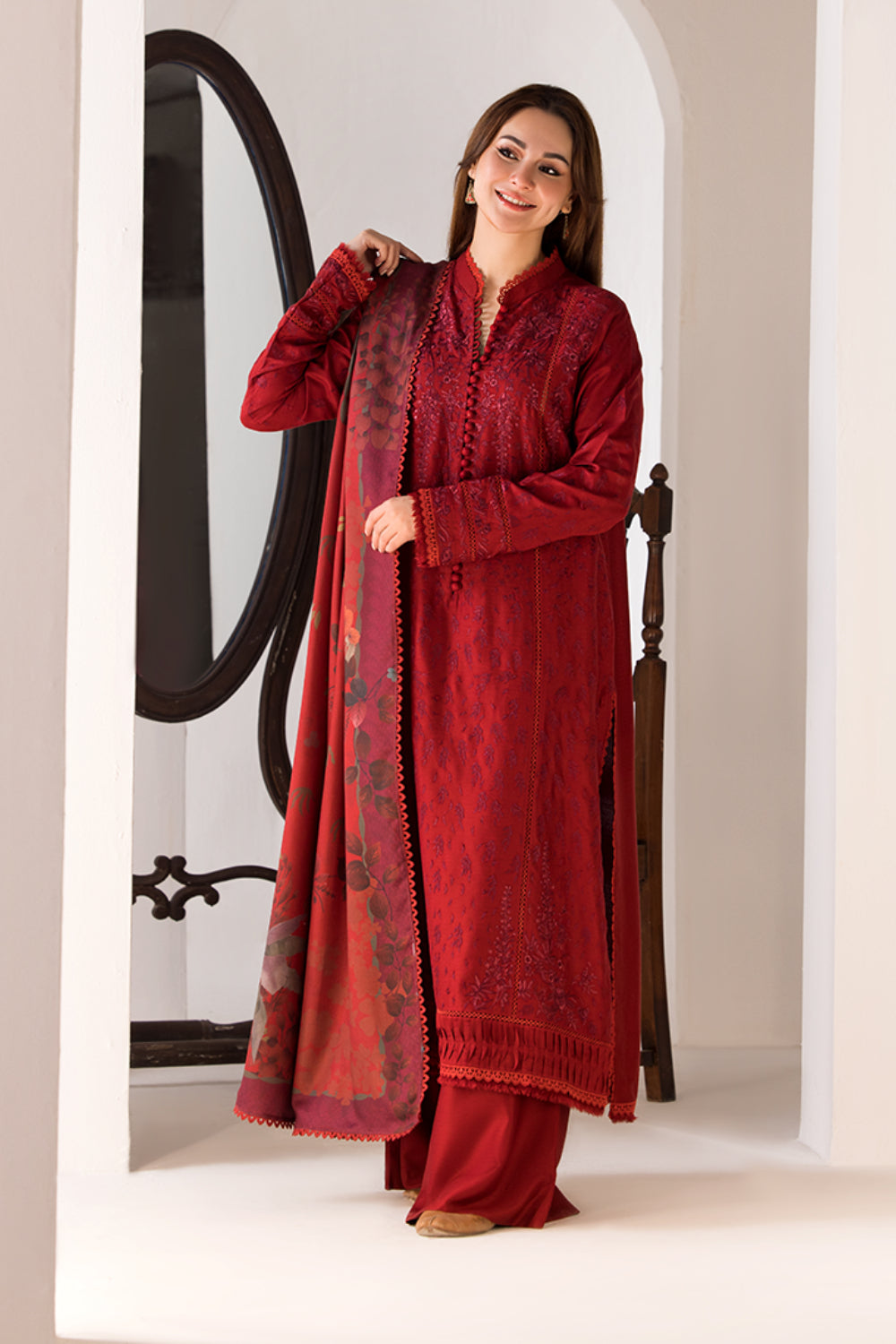 3PC EMBROIDERED LAWN SUIT  - SR-455