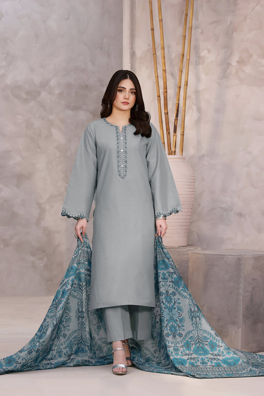 3PC EMBROIDERED LAWN SUIT - SR-771