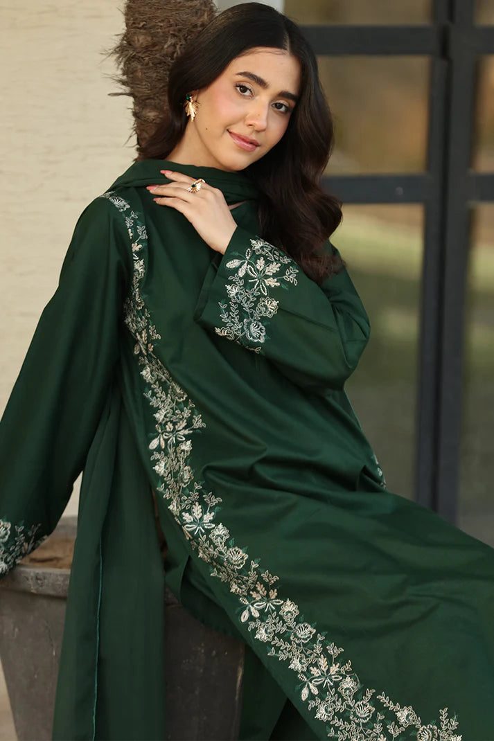 3PC DHANAK EMBROIDED DRESS RO - 443