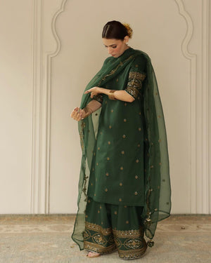 3PC EMBROIDERED DHANAK SUIT - RO-585
