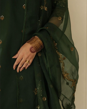 3PC EMBROIDERED DHANAK SUIT - RO-585