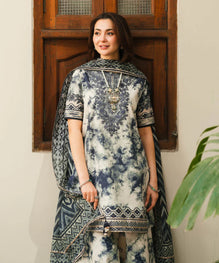 3PC DIGITAL PRINTED LAWN SUIT WITH PATCHES - SR-485