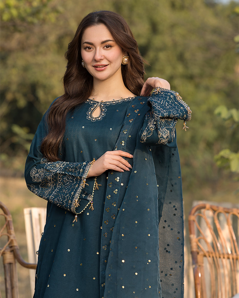 3-PC SEQUENCE EMBROIDED LAWN SUIT SR - 495