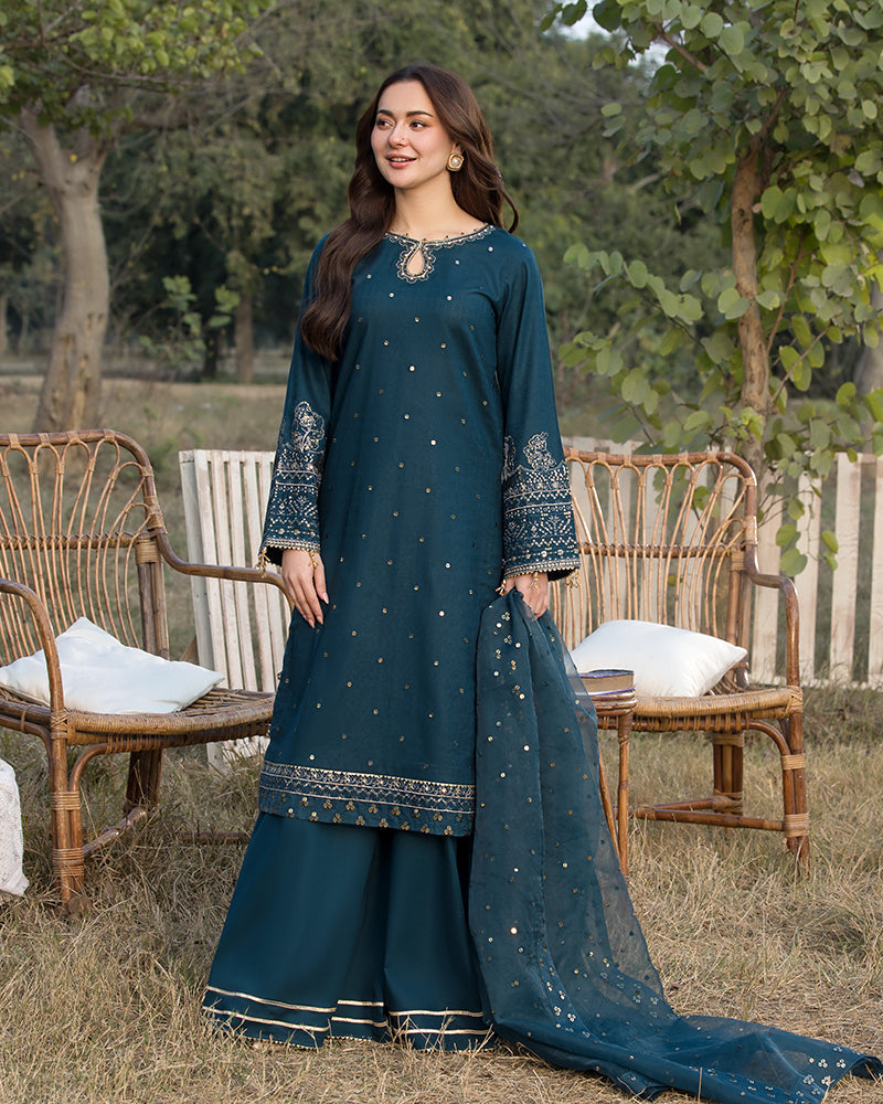 3-PC SEQUENCE EMBROIDED LAWN SUIT SR - 495