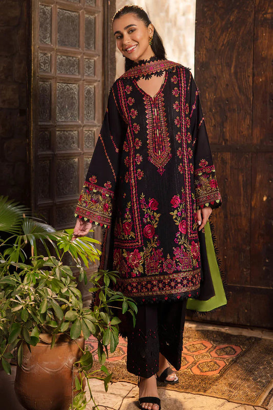 3PC EMBROIDERED DHANAK DRESS RO - 301