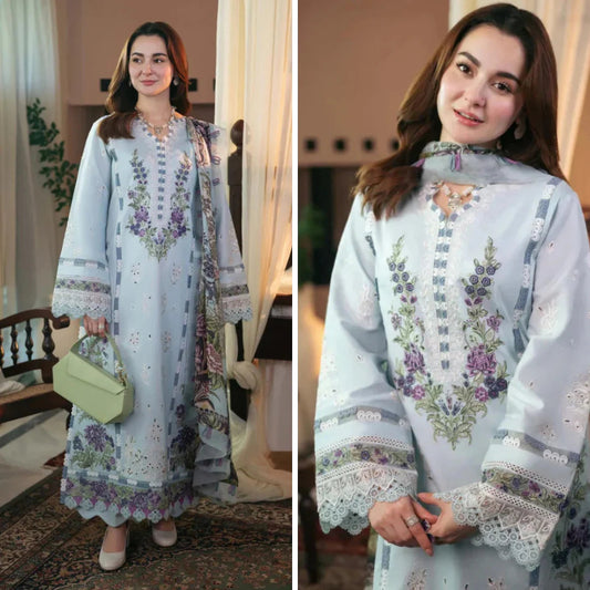 3PC EMBROIDERED LAWN SUIT - SR-473