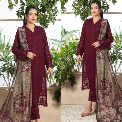 3PC EMBROIDERED LAWN SUIT - SR-314