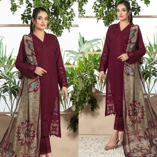 3PC EMBROIDERED LAWN SUIT - SR-314