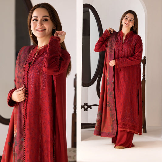 3PC EMBROIDERED LAWN SUIT  - SR-455