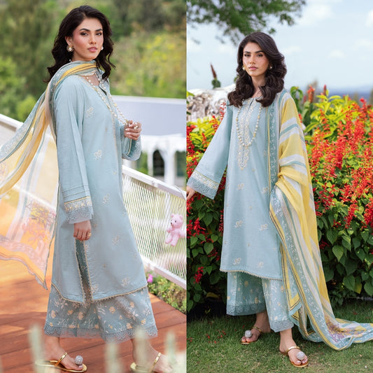 3PC EMBROIDERED LAWN SUIT SR - 518
