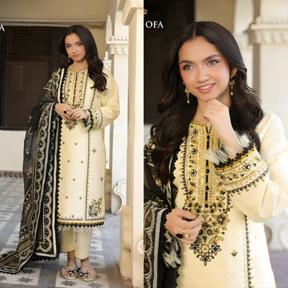 3PC EMBROIDERED LAWN SUIT - SR-695