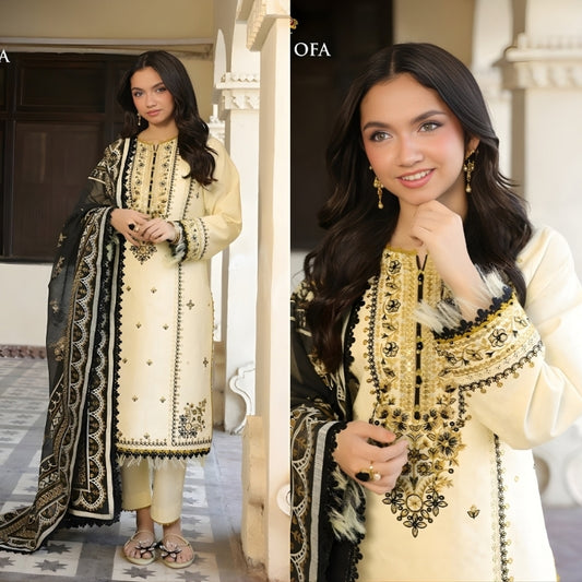 3PC EMBROIDERED LAWN SUIT - SR-695