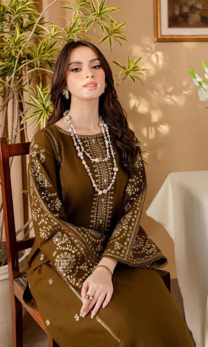 2PC EMBROIDERED DHANAK DRESS RO - 385