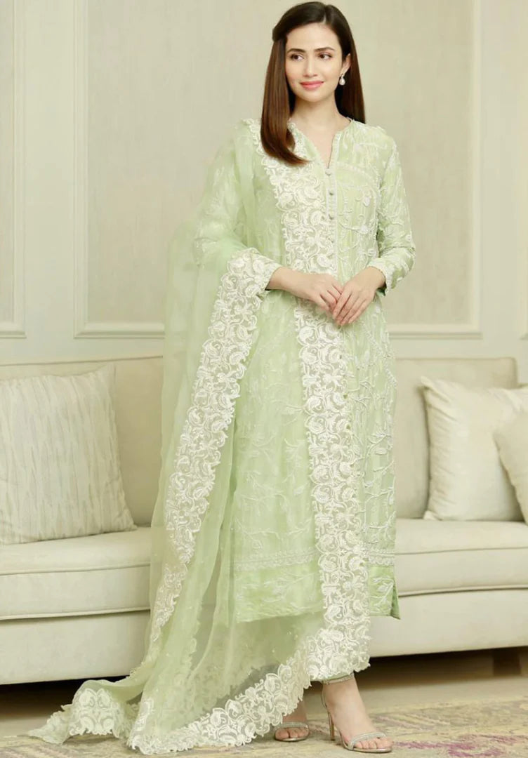 3PC Lawn Heavy Embroidered Shirt With Embroidered Dupatta - RO-129