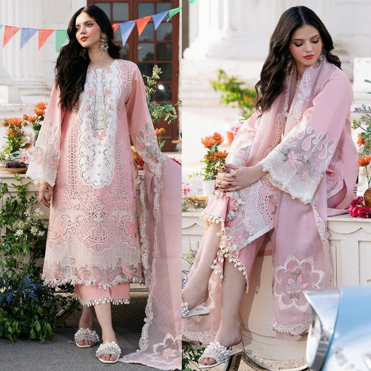 3PC EMBROIDERED LAWN SUIT - SR-457