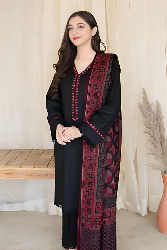 3PC EMBROIDERED LAWN SUIT - SR-376