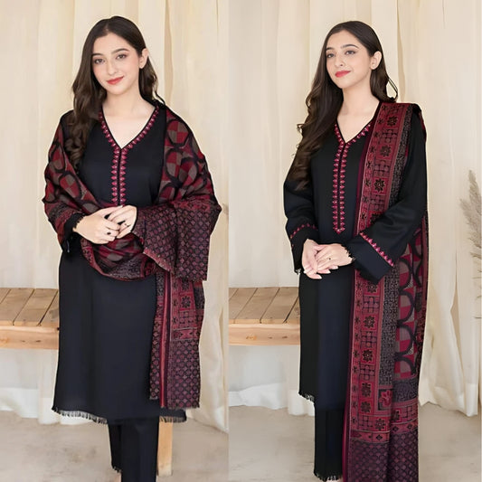 3PC EMBROIDERED LAWN SUIT - SR-376