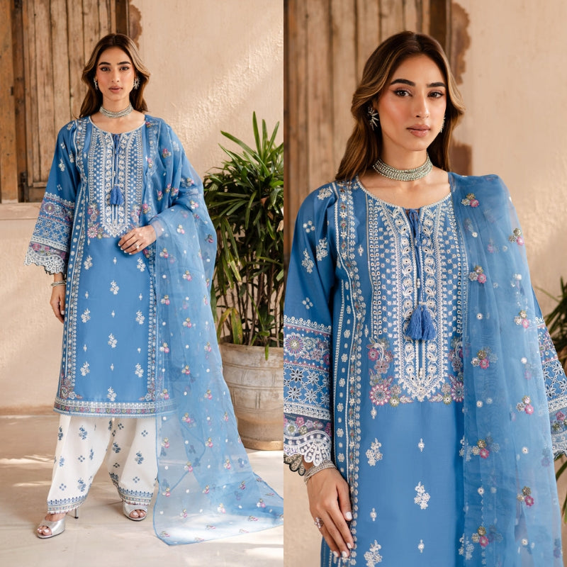 3PC EMBROIDERED LAWN SUIT - SR-517