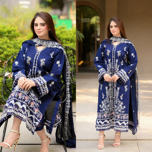 3PC EMBROIDERED LAWN SUIT SR - 509