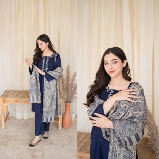 3PC EMBROIDERED LAWN SUIT - SR-373