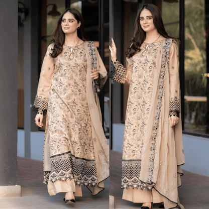 3PC EMBROIDERED KHADDAR DRESS - RO-574